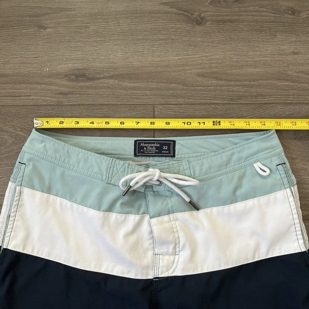 Abercrombie & Fitch Mens Sz 32 Lined Boardshorts Green White Blue